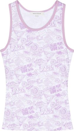 Maison Kitsun&eacute; logo-print cotton tank top - women - Cotton - M - Purple