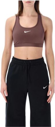 Nike Dri-FIT Swoosh Medium-Support Padded Sports Bra - Dames - Sport BHs - Bruin - L - Polyester - Fitness