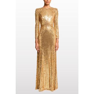 Jenny Packham Dulcet Sequin-Embellished Dress in Caramel at Nordstrom, Size 20 Uk