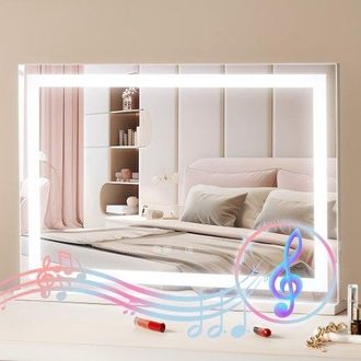 OEM Gran Espejo De Maquillaje Iluminado Con Tres Modos De Iluminaci&oacute;n Color, Led Luces, Aumento De 5x, Bluetooth, Usb, Control T&aacute;ctil Inteligente, Montaje