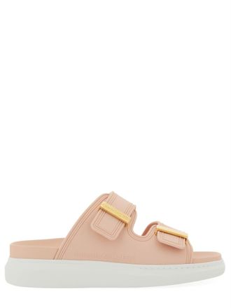サンダル・ミュール Alexander Mcqueen Pink satin sandals Alexander McQueen Women's Raised Logo Slide Sandal Pastel
