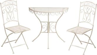 Beliani Beliani - Outdoor Garden Bistro Set Metal Vintage Style Iron Frame Light Beige Juina