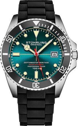 St&uuml;hrling Datemaster Heritage 4087 Mens 44mm - Teal Stainless Steel - One Size