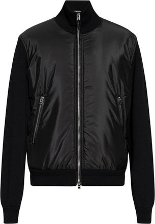 Tom Ford Cardigan met Ge&iuml;soleerde Voorkant - Heren - Vesten - Zwart - 2XL - Leer - Truien & Vesten