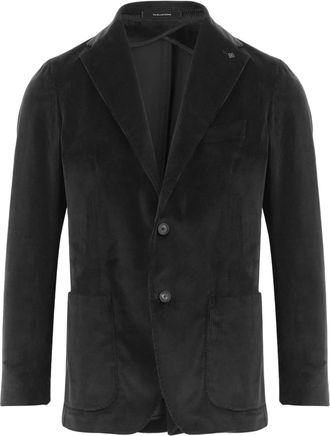 Tagliatore Ribbed Stretch Cotton Jacket With Classic Lapels