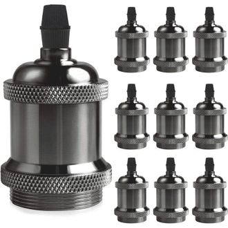 OEM Casquillo S&oacute;lido E27 Vintage, Casquillo De Aluminio Y Cer&aacute;mica, Adaptador De Casquillo De Rosca Edison, L&aacute;mpara De Pared, Mesa, Pie O Techo Para Brico