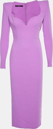 Alex Perry Purple Crepe Maren Curved Midi Dress