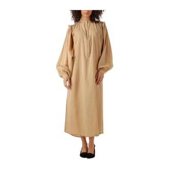 Mes Demoiselles... Kleedjes, Dames, Beige, S, Beige Midi Jurk Sabi Charme