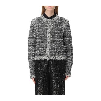 Karl Lagerfeld Tweed Jackets, female, Black, L, Tweed Knit Cardigan Jumper