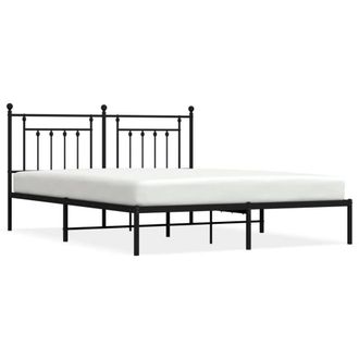 Berkfield Home Metal Bed Frame with Headboard Black 180x200 cm Super King