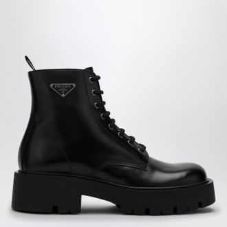 Prada Stivaletto nero in pelle spazzolata