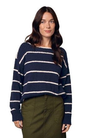 Celtic & Co. Stripe Boat Neck Sweater in Navy /Ecru at Nordstrom, Size X-Small
