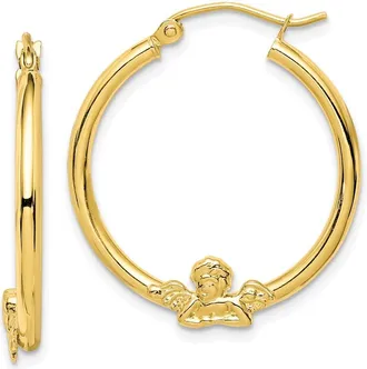 Diamond2Deal 10k Yellow Gold Angel Shape Huggie Hoop Earrings