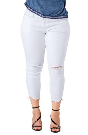 Standards & Practices Tessa Chewed Hem Stretch Skinny Jeans in White at Nordstrom, Size 12W