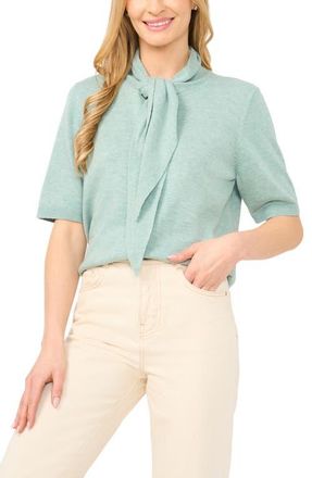 CeCe by Cynthia Steffe Tie Neck Short Sleeve Cardigan in Mint Hint at Nordstrom, Size X-Large