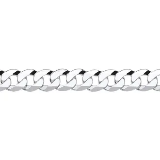 Jewelco London 925 Silver Bevelled Ultra Flat Curb Chain Necklace 8mm | Size: 20 inches