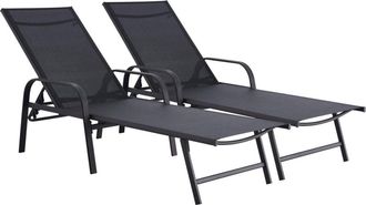 Habitat & Jardin Juego de 2 tumbonas negro L193