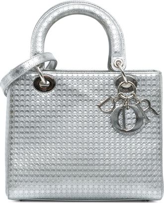 Dior Pre-owned Womens Lady Top Handle Bag - Silver Leather - One Size