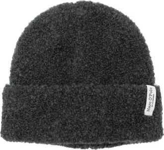 Marc O'Polo logo-patch beanie hat - Grijs