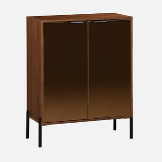 Sweeek Sweeek - Aparador Vintage Efecto Madera De Nogal 83cm, Glassy, Madera De Nogal, 83x38x100 Cm