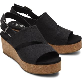 Toms Toms Claudine Nylon Womens Black Wedges Textile - Size UK 4