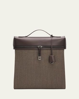 Loro Piana Mens L30 Extra Backpack in Wool and Leather