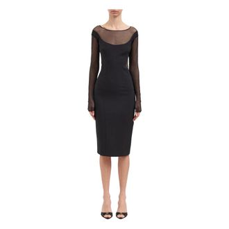 Elisabetta Franchi Abito in crepe e tulle - Dames - Casual kleedjes - Zwart - M - Tule - Kleedjes