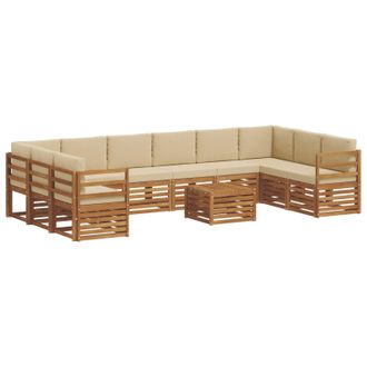 vidaXL Conjunto De Sof&aacute;s De Exterior Con Coj&iacute;n 11 Pcs Natural Y Beige Vidaxl