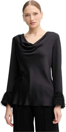 Joseph Ribkoff Satin Cowl Neck Top - Dames - Blouses - Zwart - S - Polyester - Overhemden