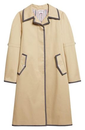 Thom Browne Box Pleat Raglan Sleeve Mackintosh in Khaki at Nordstrom, Size 0 Us