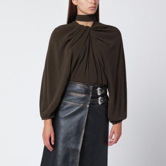 Namacheko Black draped silk top