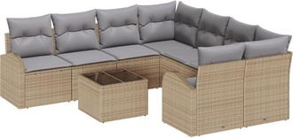 vidaXL Garden Sofa Set Beige 55 x 55 x 37 cm Poly Rattan vidaXL