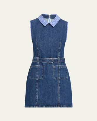 Cinq &agrave; Sept Kyra Sleeveless Belted Denim Mini Dress