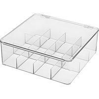OEM Caja Para Guardar Bolsitas De T&eacute;, Gran Capacidad, 12 Compartimentos De Pet Transparente, Con Tapa Abatible, Soluci&oacute;n De Almacenamiento Apilable Para L