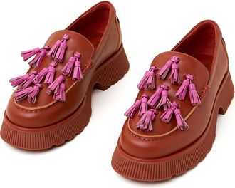 Charlotte Stone Chandler Tasseled Lug Sole Loafer in Sienna at Nordstrom, Size 10