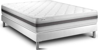 VITALIT Vitalit - Base Tapizada Blanco + Colch&oacute;n Con Espuma Viscoel&aacute;stica 140 X 190