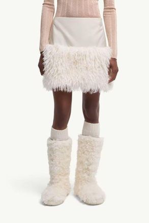 Moncler Fringe-Trimmed Skirt - Ecru