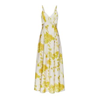 AllSaints Kleedjes, Dames, Geel, XS, Polyester, Irina Floral Maxi Jurk