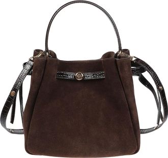 Tory Burch Romy Suede Bucket Bag - Dames - Tassen - Bruin - Maat: ONE Size Su&egrave;de