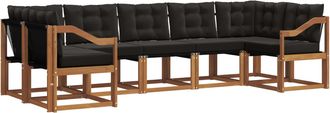 vidaXL Conjunto De Sof&aacute;s De Exterior 7 Uds. Natural Y Negro Vidaxl
