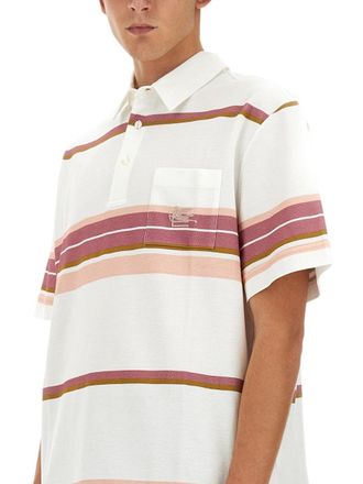 Etro Pegasus Embroidered Cotton Polo Shirt - Ivory