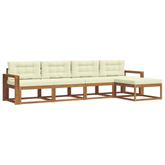 vidaXL Conjunto De Sof&aacute;s De Exterior Con Coj&iacute;n 5 Pcs Natural Y Crema Vidaxl