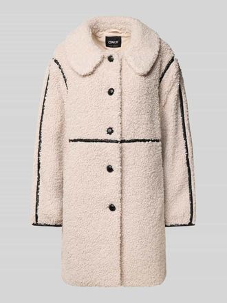 Only Regular Fit Teddy-Mantel mit Kontrststreifen Modell RUBI in Offwhite, Gr&ouml;&szlig;e XL