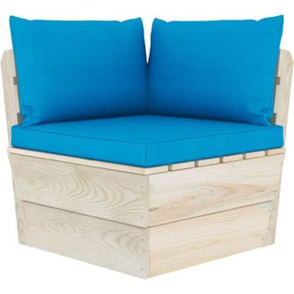 vidaXL Sof&aacute; De Esquina De Palets De Jard&iacute;n Cojines Abeto Impregnado Vidaxl