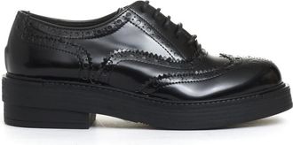 Strategia Leren Brogue Veterschoenen - Dames - Veterschoenen - Zwart - 41 EU - Leer - Schoenen