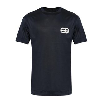 Emporio Armani T-shirt met logo - Heren - T-shirts - Zwart - S - Katoen - Tops