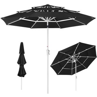 Best Choice Products 10ft 3-Tier Patio Umbrella White Pole, Outdoor Market Umbrella Steel Pole