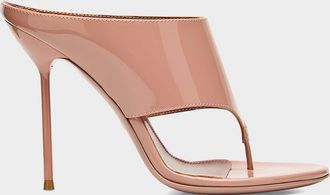 PARIS TEXAS Lidia Patent Leather Stiletto Thong Mule Sandals