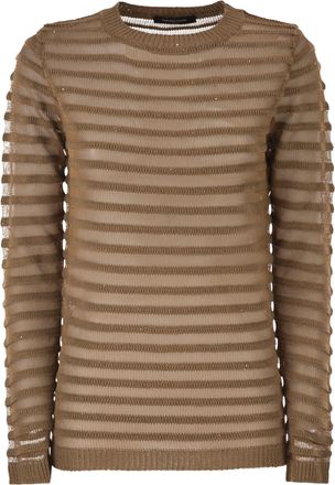 Fabiana Filippi Boat Neck Jumper In Cotton, Linen And Sequins