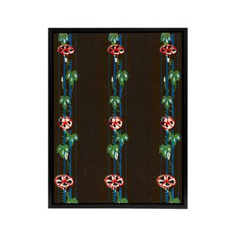 Artery8 Vintage Floral Textile Pattern Framed Canvas Wall Art Print Furuya Korin in Brown | Size: W24 x H32